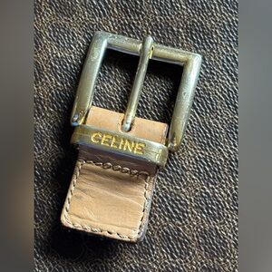 Celine Metallic Gold and Brown Belt Buckle